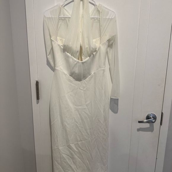 House of CB Yasmin White Plunge Midi Dress Long Sleeve, NWOT - Picture 14 of 14
